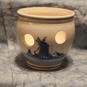 Vintage Delft Crocus/Bulb Planter, Hand Painted In Holland