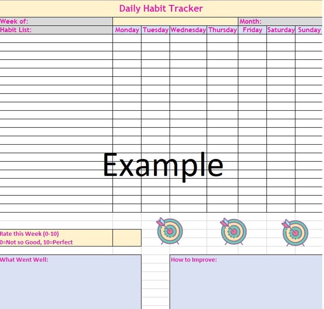 Daily Habit Tracker printable Etsy Daily Habit Tracker printable Etsy