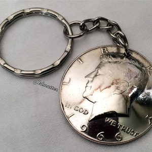 Pick Any Year! Half Dollar Keychain 50th  60th Birthday Anniversary Sterling Silver Years 1965 1966 1967 1968 1969 1970 Coin Jewelry