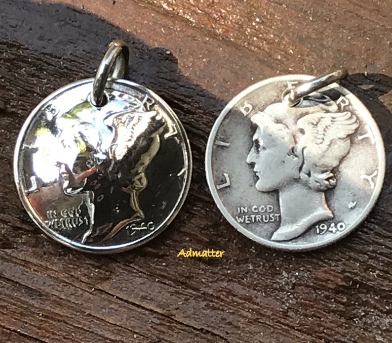 PICK YEAR! SILVER Mercury Dimes from heaven Charm Pendant Birthday Gift 80 75 70 1930 1931 1934 1935 1936 1937 1938 1939 1940 1941 1942 1945 