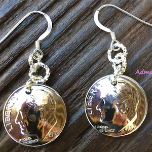 Dime Earrings PICK YEAR STERLING Silver French Hooks Birthday Gifts for Women 50 Anniversary Gift 60th 1966 50th 1976 40h 1986 30th 1996