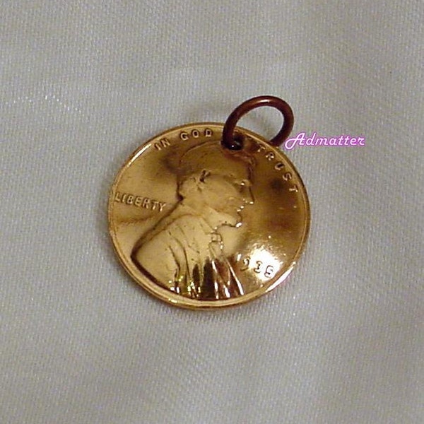 Wheat Penny Charm or Pendant Birthday Anniversary Gift! Select any Year! Coin Jewelry 90th 1932 85 1937  80th 1942 75 1947 70th 1952 65 1957