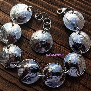 50th Birthday Gifts for Women 1974 Nickel Bracelet 50th Anniversary Gift 1954 1964 1984 1994 Statement Chunky Coin Jewelry Charm Bracelet