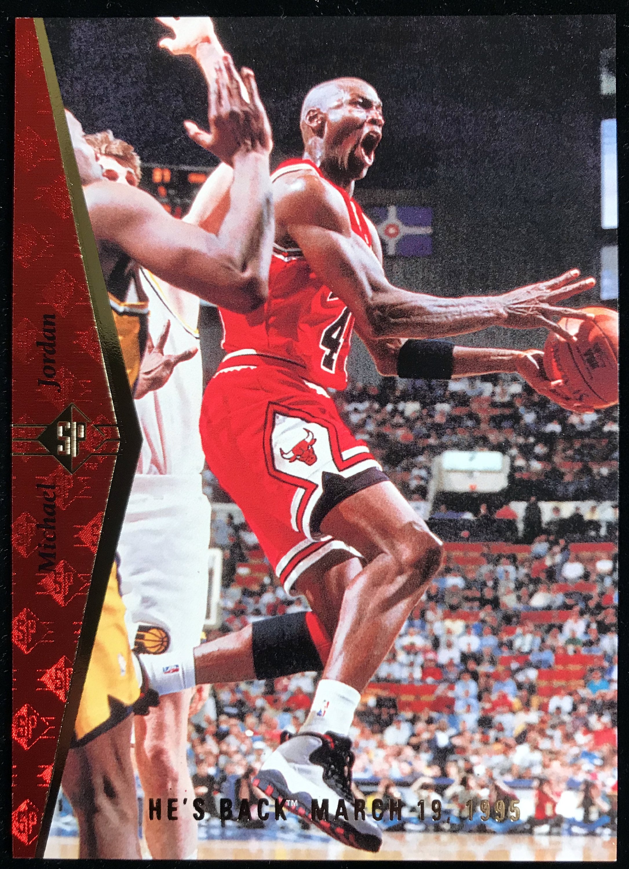 Vintage Champion WHITE Chicago Bulls Michael Jordan #45 Hes Back Jersey 40  RARE