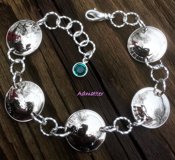 50th Birthday 1971 Dime Bracelet Genuine Swarovski Birthstone Etsy 50th Birthday 1971 Dime Bracelet Genuine Swarovski Birthstone Etsy