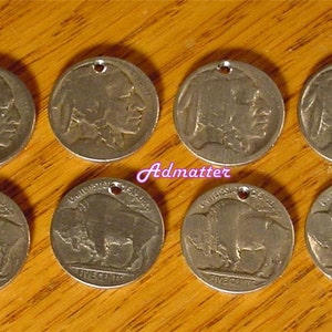 Buffalo Nickels Wholesale Lots of 2 Or 10 Charms Indian Head Drilled Punched Authentic Coins DIY Jewelry Necklace Bracelet Earrings Parts!