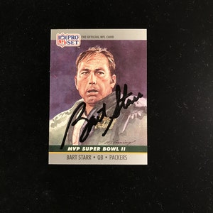 Bart Starr Hand Signed Autographed Football Card Auto 1990 Pro Set Card MVP 2 NFL All-Star Hall Of Greenbay Packers Authentic Autograph