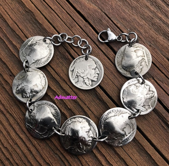 Native American Very Old Coinv Vintage Buffalo Sterling Silver Bracelet Native American Very Old Coinv Vintage Buffalo Sterling Silver Bracelet