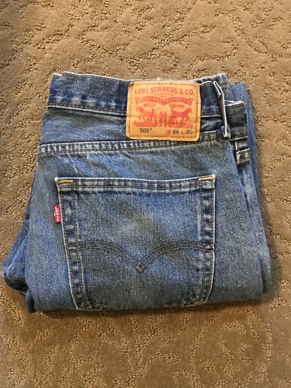 Vintage LEVIS 505 Red Tab Denim Jeans Mens 34 X 30