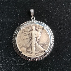 Pick Year! SILVER Half Dollar Necklace PENDANT Birthday Gift for Women Walking Liberty Sterling Silver Coin Jewelry 1936 1938 1941 1943 1946