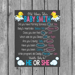Waddle Baby Be ?? Rubber Duckie Old Wives Tales Gender Reveal Baby Shower Chalkboard - Rubber Duck Gender Reveal Party