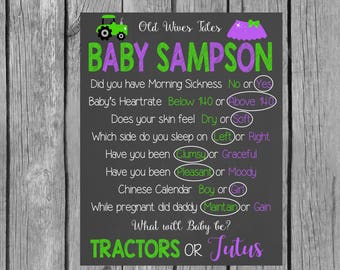 Old Wives Tales Gender Reveal Baby Shower Chalkboard - Tractors or Tutus Gender Reveal Party