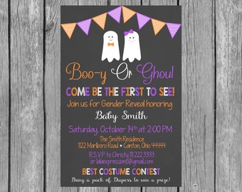Halloween - Boo-y or Ghoul Gender Reveal Invitation  Gender Reveal Invite