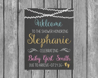 Welcome Baby Shower Chalkboard - Baby Girl Baby Shower Sign - Baby Shower Chalkboard Printable