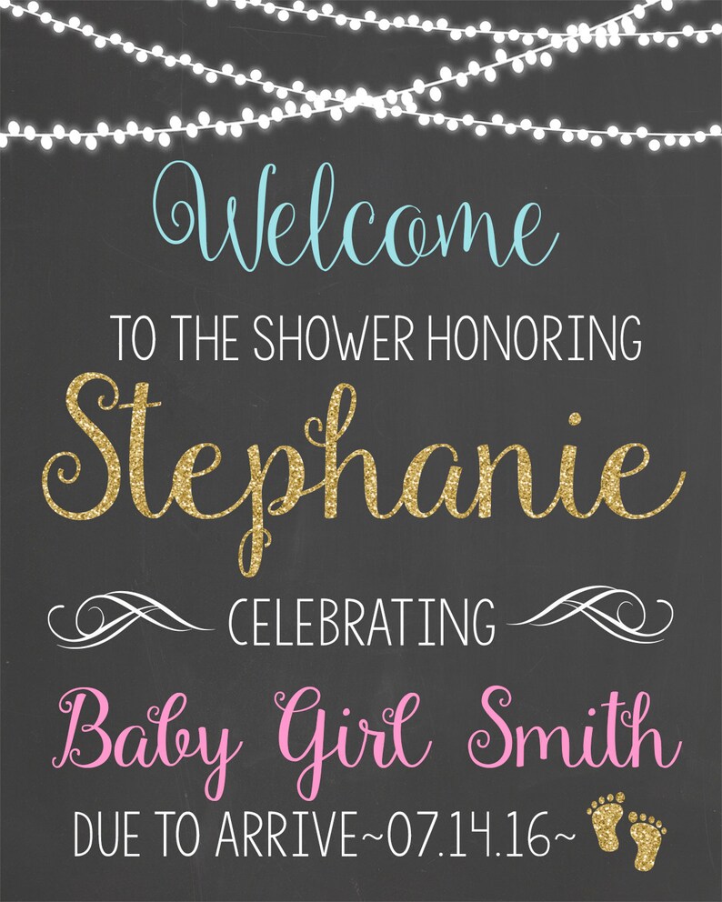 Baby Shower Chalkboard Baby Girl Baby Shower Sign Etsy