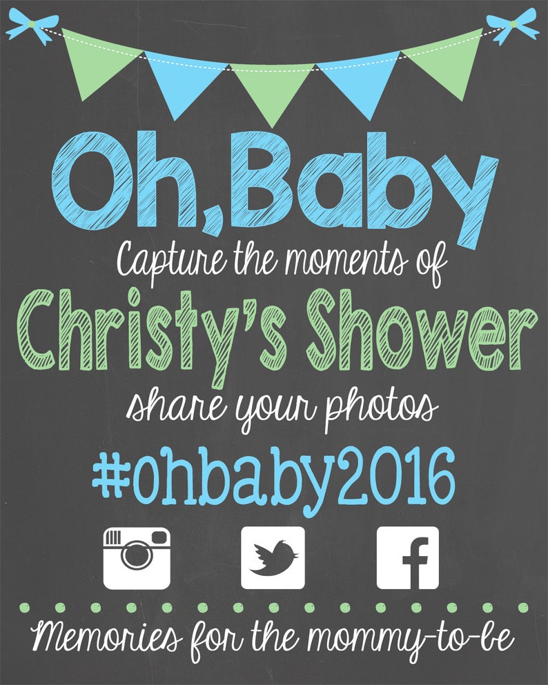 Oh Baby Hashtag Chalkboard Sign // Baby Shower // Social Etsy
