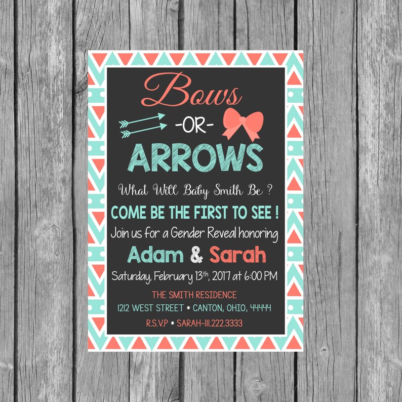 BOWS OR ARROWS Gender Reveal Party Invitation Gender Reveal Etsy