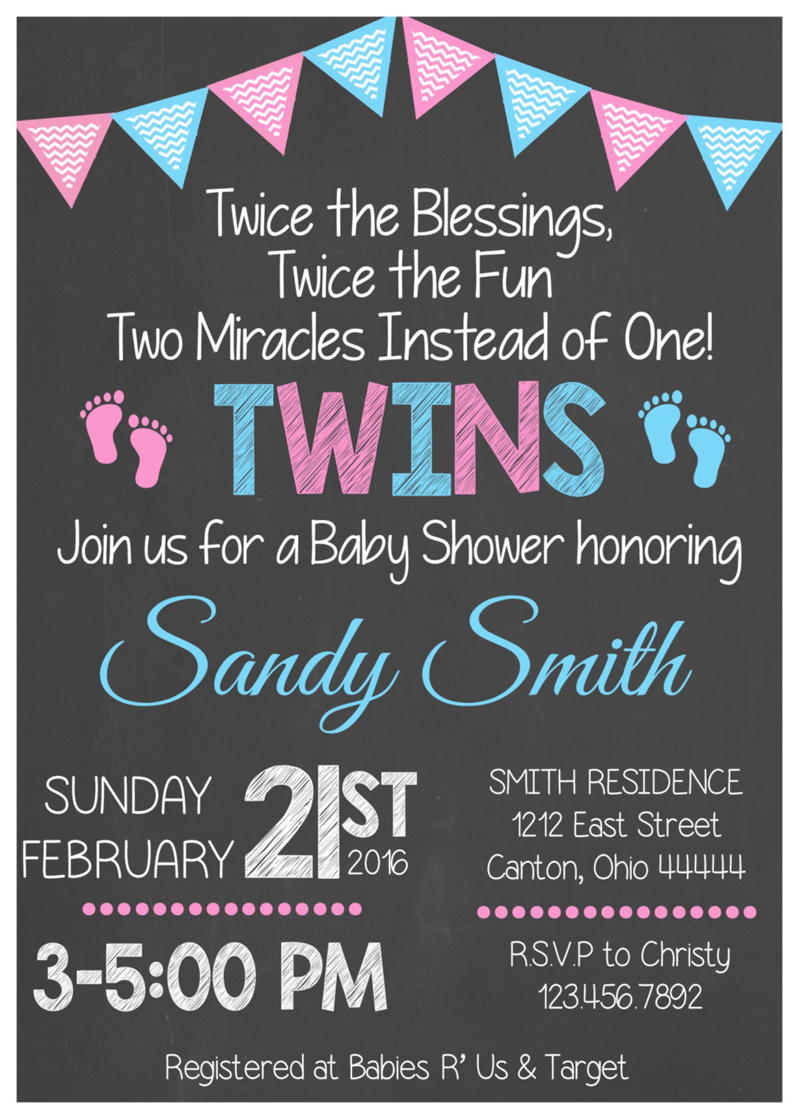 Twin Baby Shower Printable Invitation Twin Shower Invite | Etsy