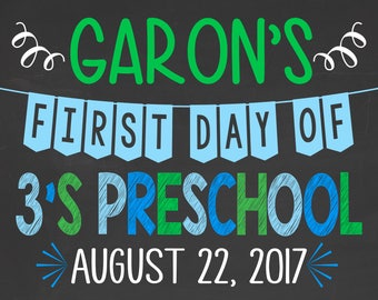 First Day of School Digital File Chalkboard Poster Back to School Sign First Day of School Sign Kinder