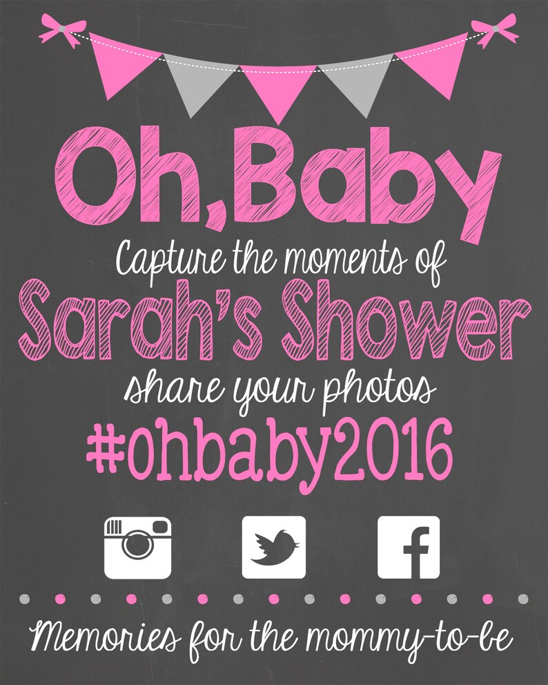 Oh Baby Hashtag Chalkboard Sign // Baby Shower // Social Etsy