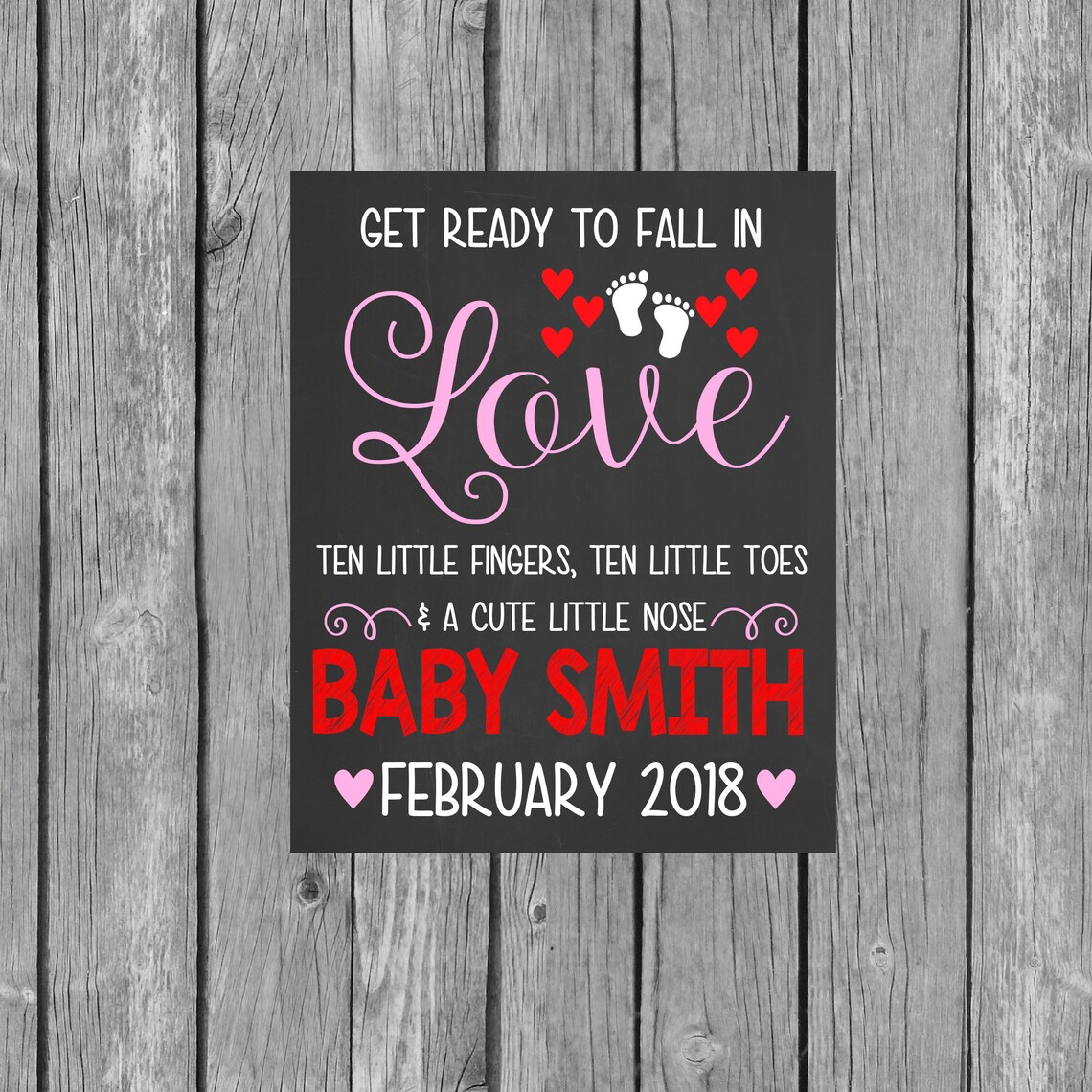 Due in February Pregnancy Announcement Chalkboard Etsy
