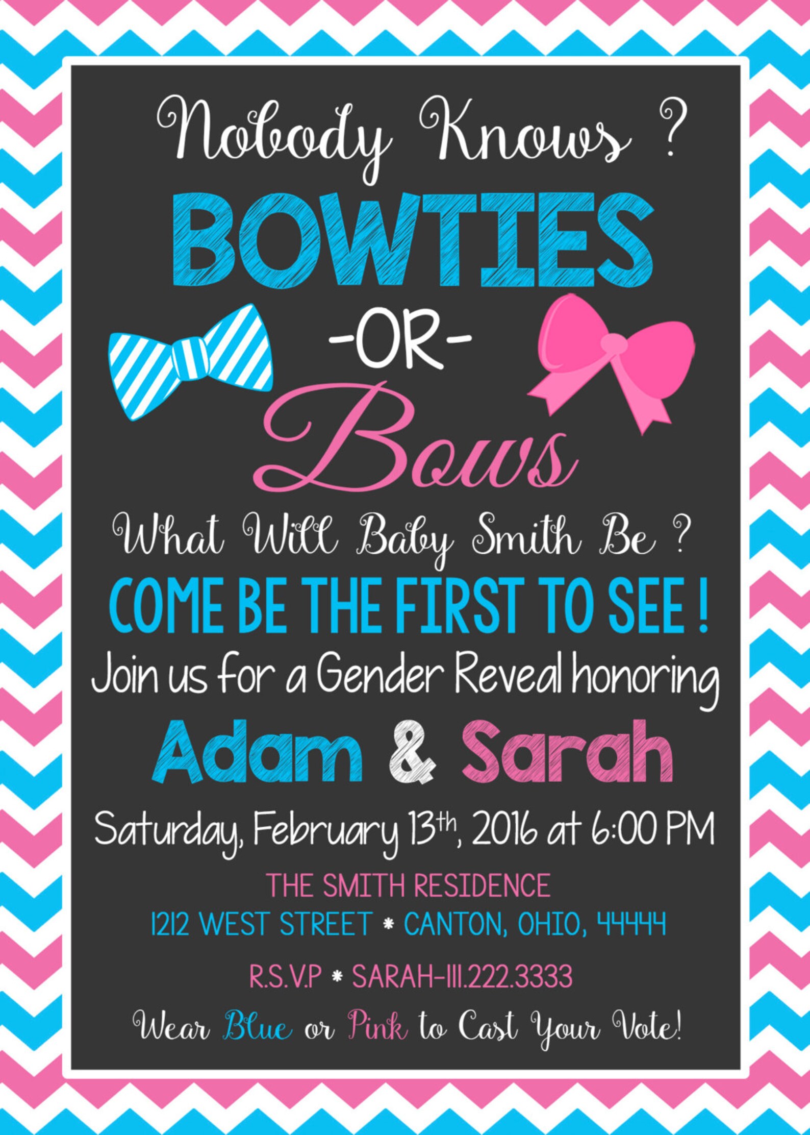 BOWTIES OR BOWS Gender Reveal Party Invitation Gender Reveal Etsy