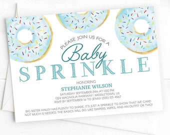 Printable Baby Sprinkle Invitation - Blue Donuts - Instant Download Editable Printable Boy Baby Sprinkle Invitation PDF Template