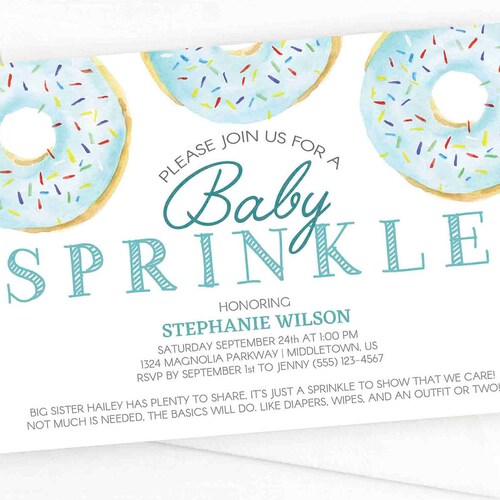 Blue Donut Baby Sprinkle Invitation Donuts Boy Baby Sprinkle | Etsy