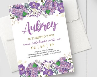 Purple Birthday Invitations Template 6