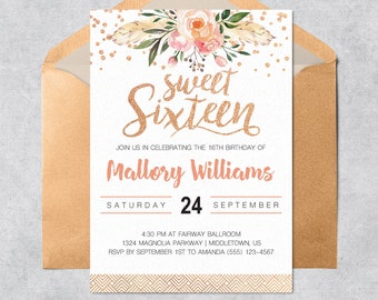 sweet 16 invitation etsy