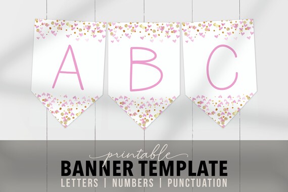 Printable Pink Banner Template Editable Banner Flags Pink Etsy