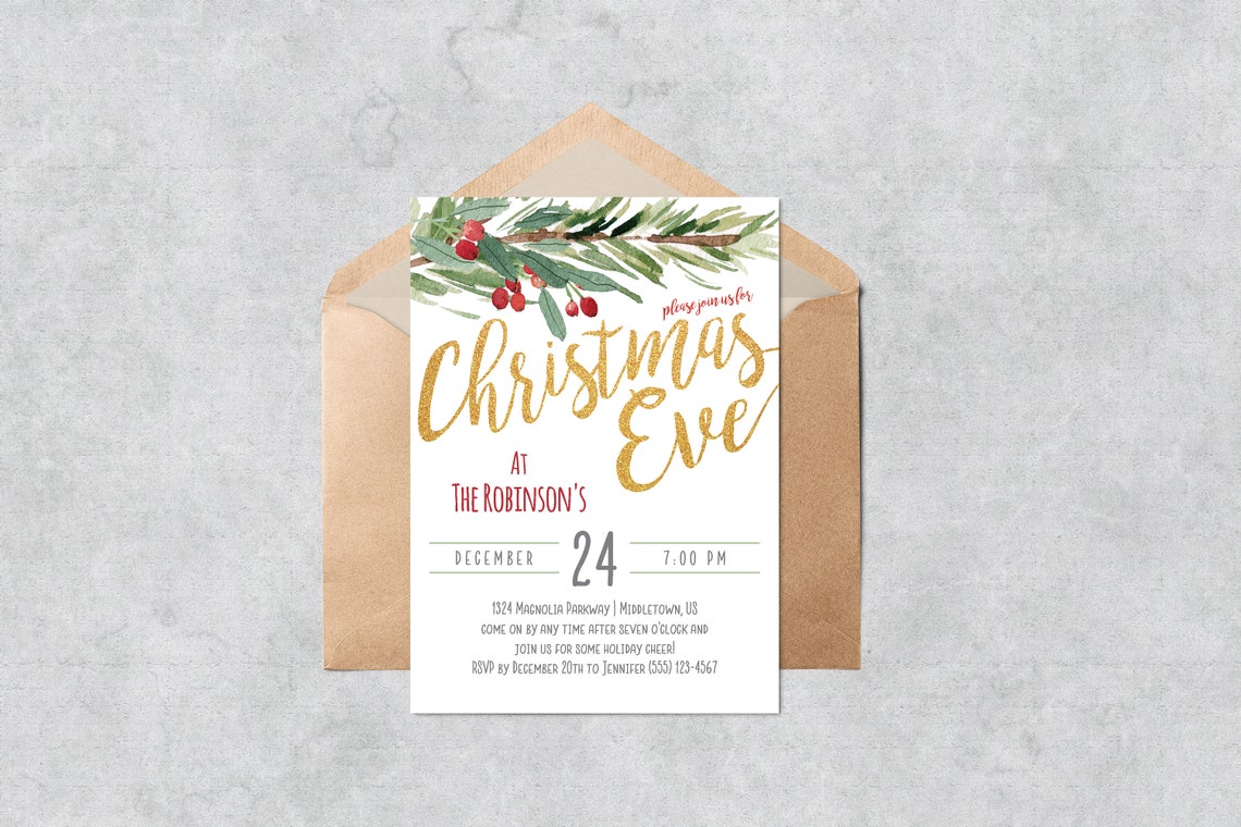 Printable Christmas Eve Invitation Instant Download Editable | Etsy