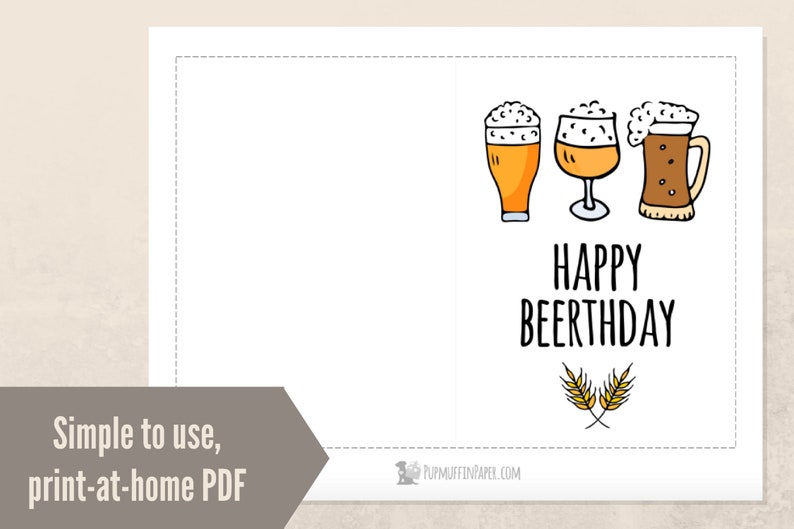 printable birthday card instant download pdf beer birthday etsy