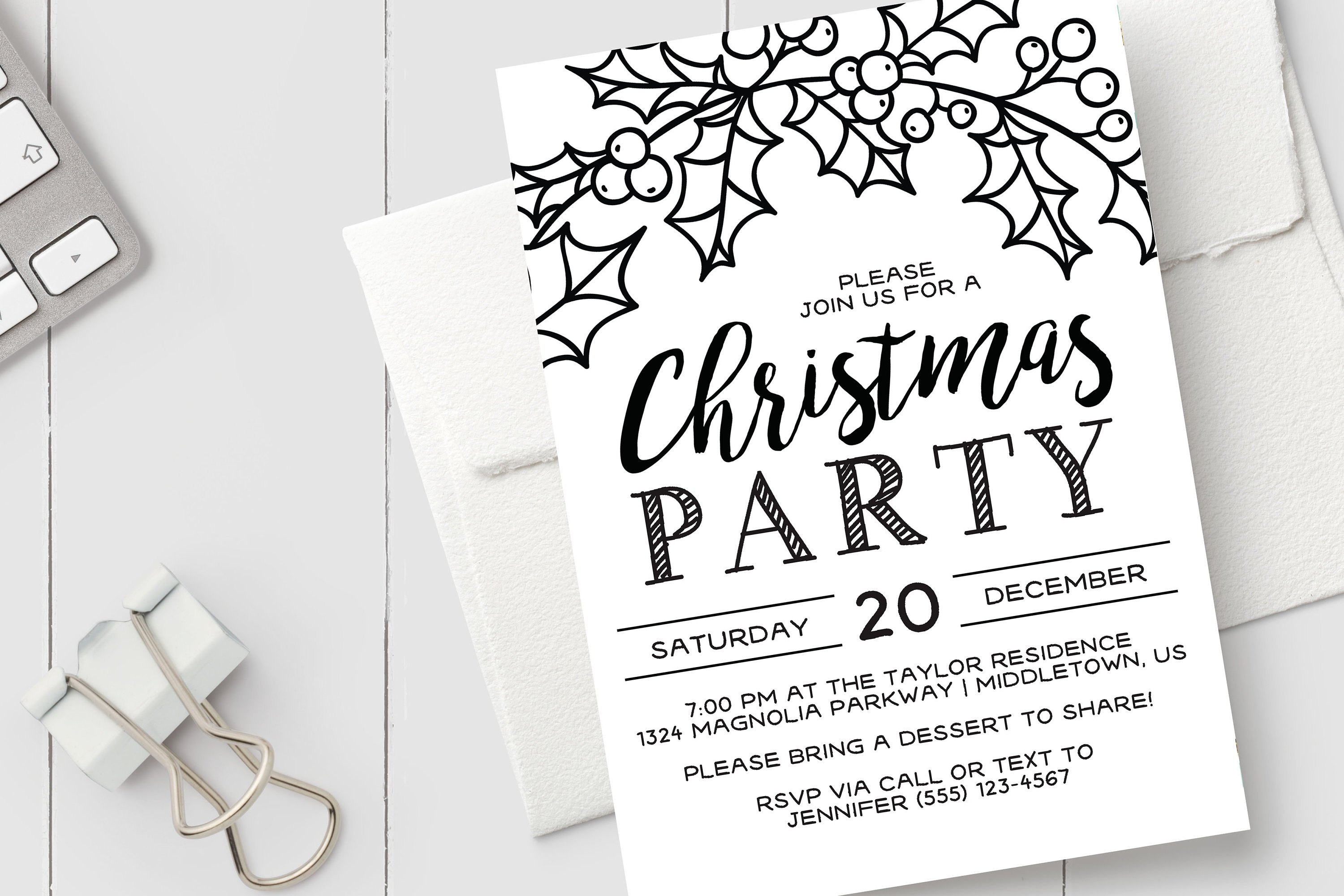 Christmas Invitation Printables Black Ink