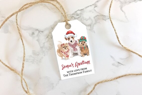 Printable Christmas Tags Christmas Dogs Gift Tags Editable | Etsy