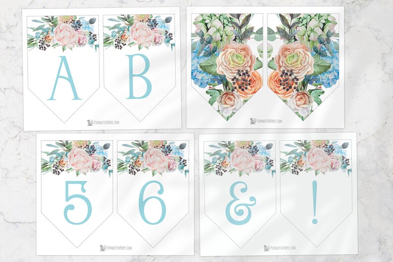 Printable Banner Template Rose Floral Banner Flags | Etsy