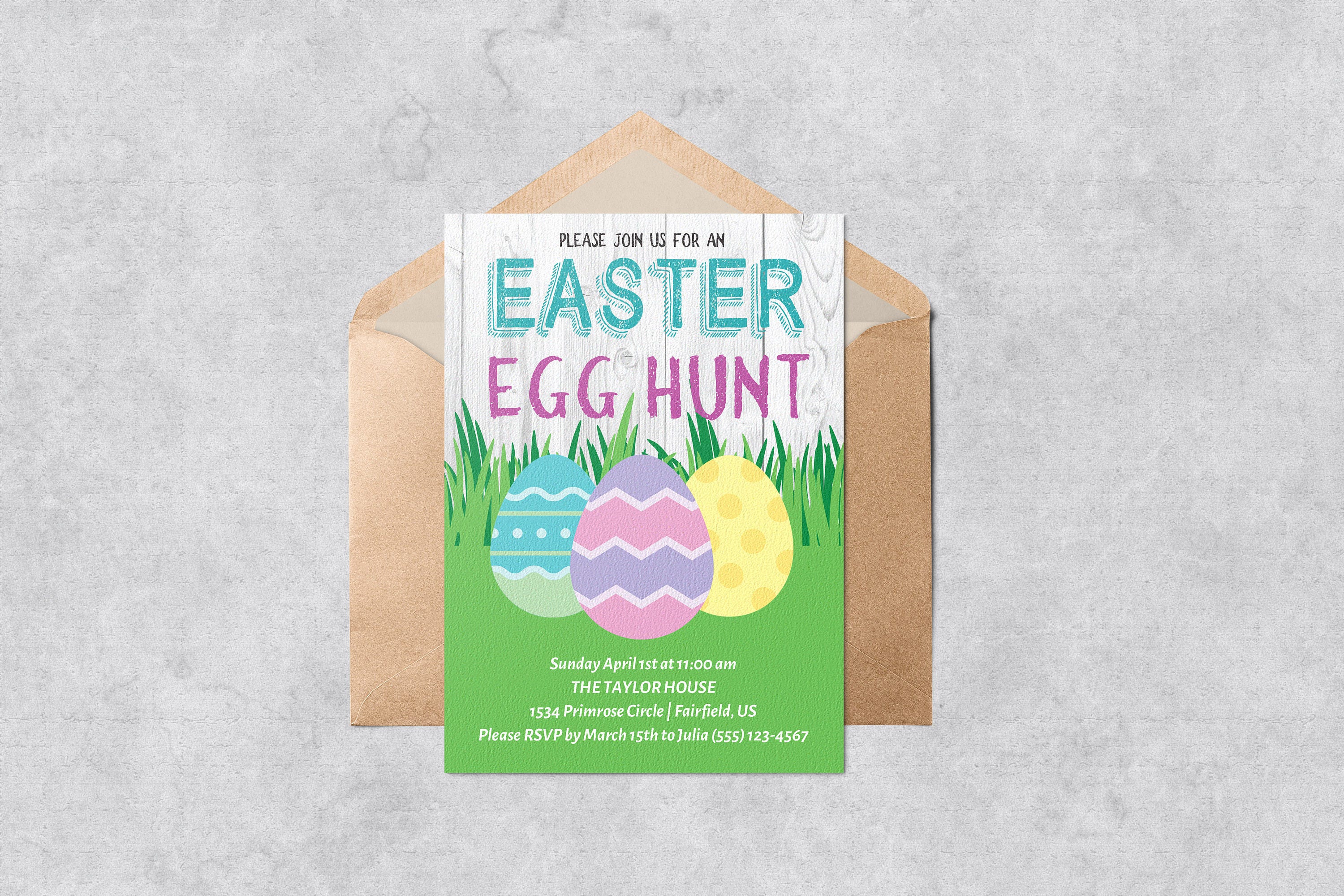 Printable Easter Egg Hunt Invitation Instant Download Editable Printable Colored Eggs Easter Party or Brunch Invitation PDF Template