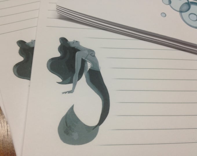 Little Mermaid Stationery Set 12 Sheets Lined Paper & Etsy