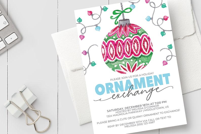 Printable Ornament Exchange Invitation Holiday Ornament - Etsy
