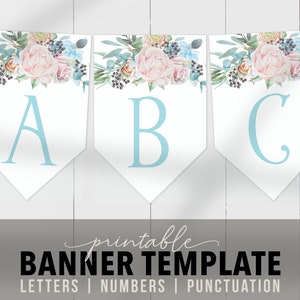 Printable Banner Template Rose Floral Banner Flags - Etsy