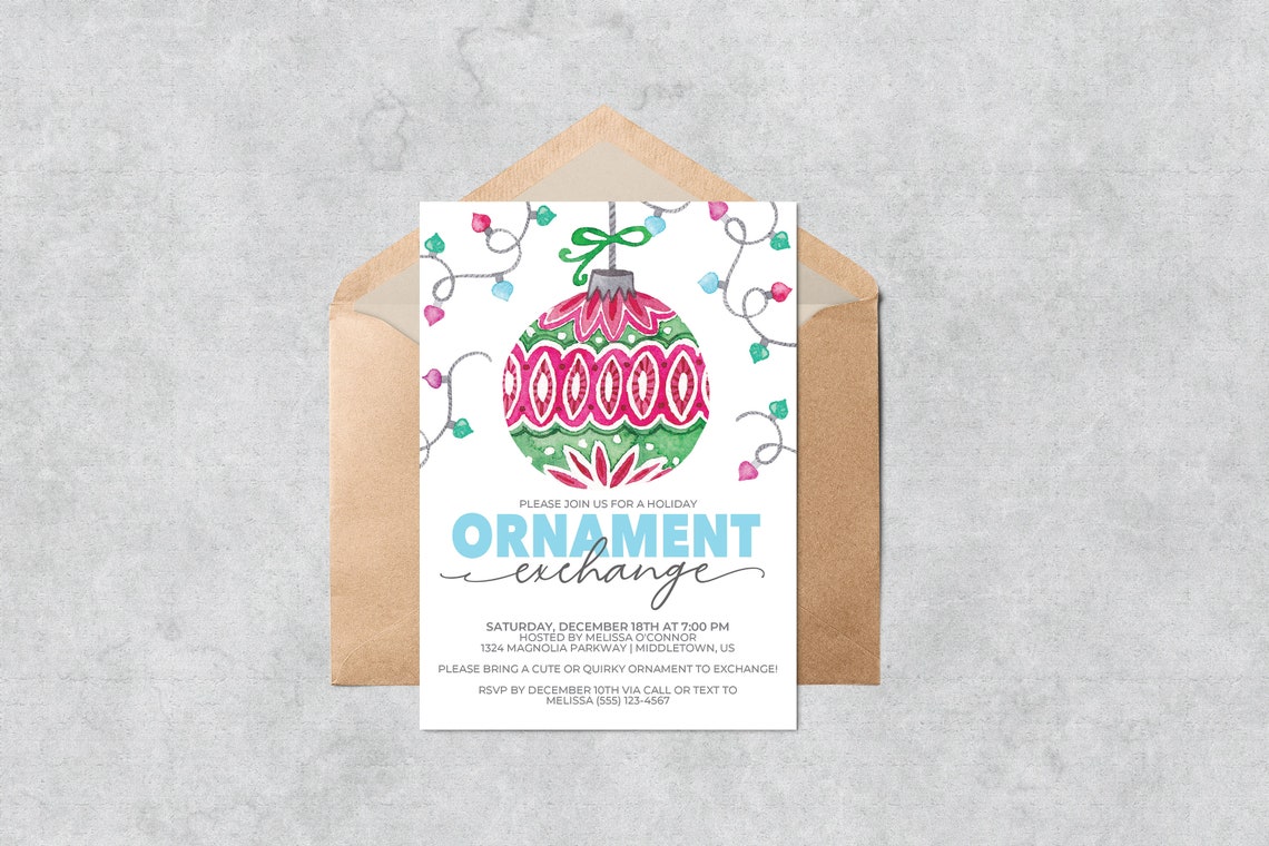 Printable Ornament Exchange Invitation Holiday Ornament Etsy
