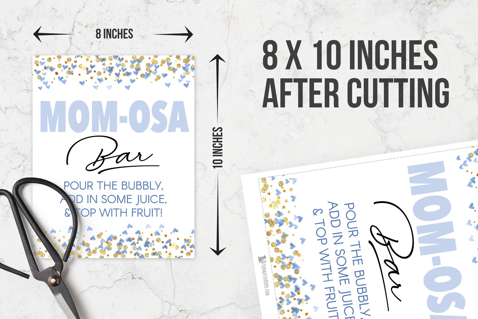 Printable 8x10 Mom-osa Bar Sign Blue Hearts Instant | Etsy