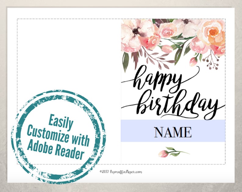 Printable Personalized Birthday Card Instant Download Etsy