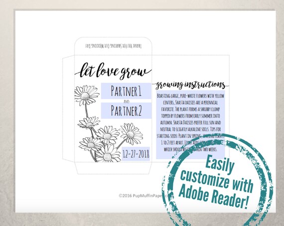 Printable Seed Packet Wedding Favors Let Love Grow Seed | Etsy