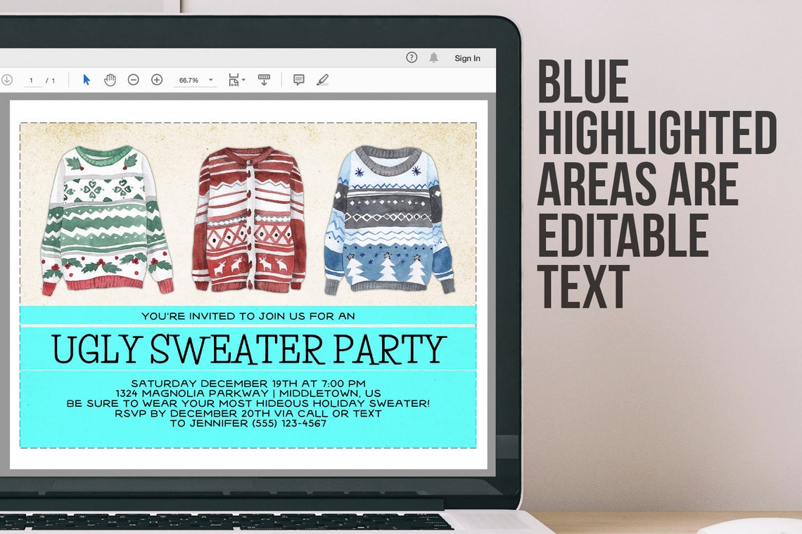 Printable Ugly Sweater Invitation Ugly Sweater Party | Etsy