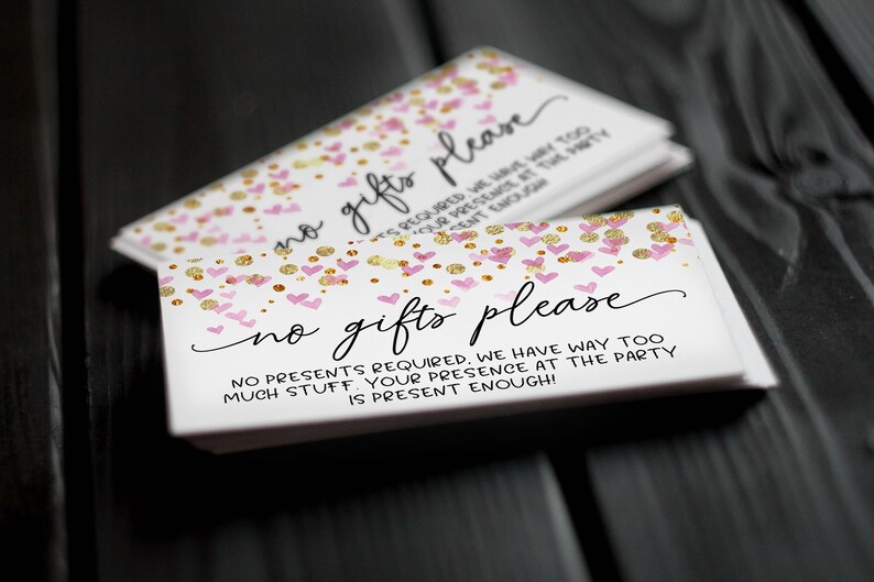 Printable No Gifts Invitation Insert Pink Hearts Editable Etsy