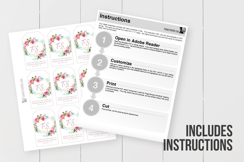 Printable Bridal Shower Tags Editable Wedding Tags With - Etsy