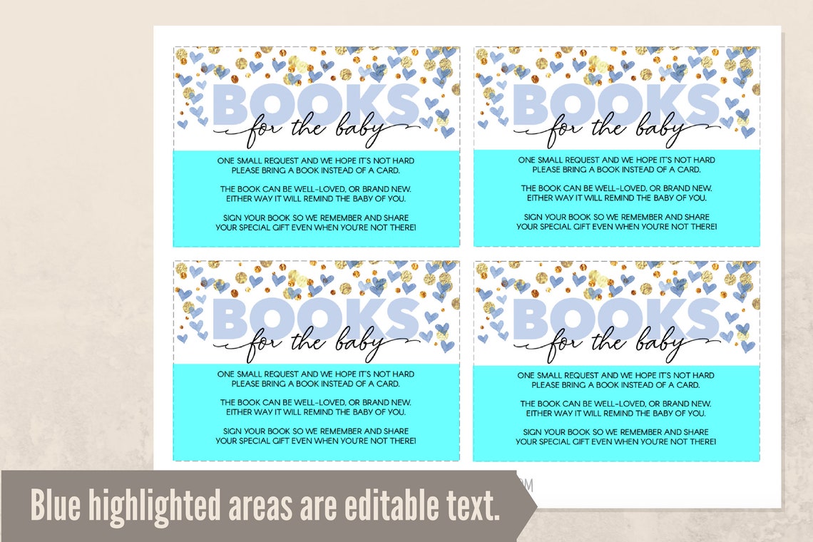 Printable Books for Baby Card Blue Hearts Its a Boy Etsy