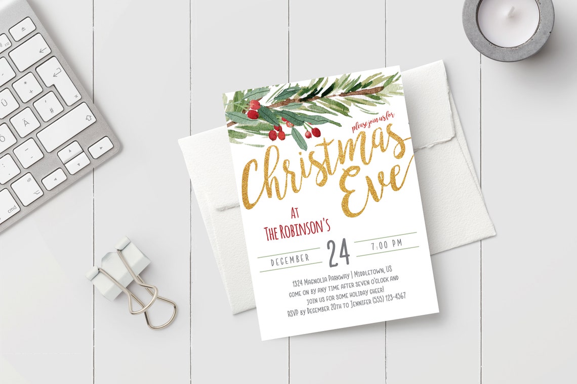 Printable Christmas Eve Invitation Instant Download Editable | Etsy
