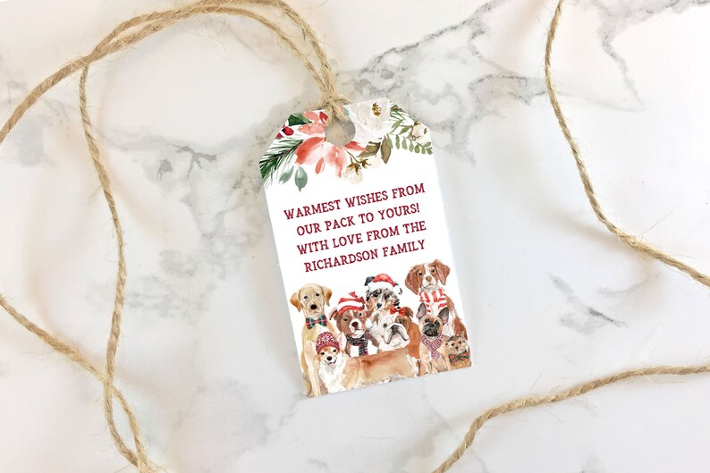 Printable Christmas Tags Puppy Dogs Holiday Tags Editable Etsy